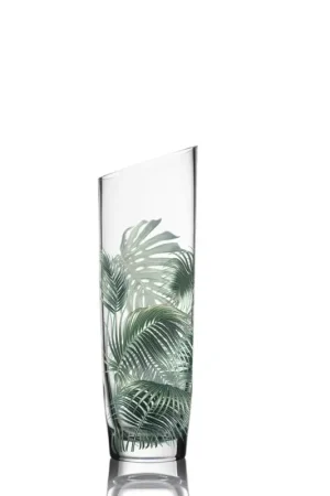 Dagaanbieding Glazen vaas 'Tropical Palm Breeze' van Goebel 14x44x14cm