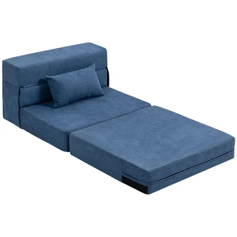 Nancy's Magione Zitzak met Slaapfunctie - Vloerbank - Stoel met Slaapfunctie - Blauw - Flanel Beperkte Voorraad