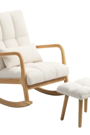 Beperkt Aanbod Nancy's Maglie Schommelstoel - Relaxstoel - Relaxfauteuil - Ergonomisch - Wit - Fleece