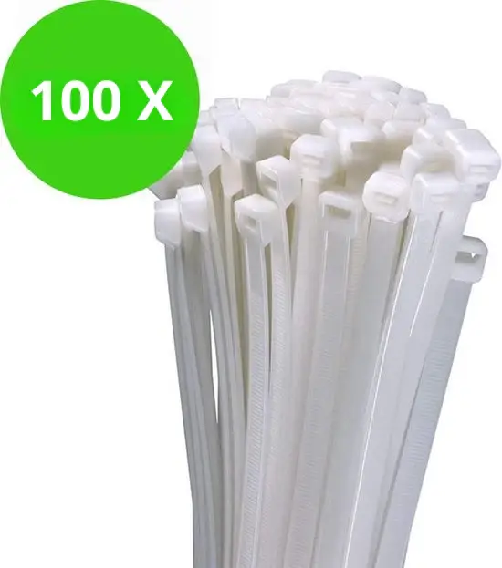 Premium Eleganca Tie wraps - Kabelbinders - T rap - Tie rips - UV Bestendig - Draagkracht 22 kg - Wit - 100 Stuks - 4,8 x 400 mm