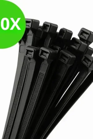 Snelle Levering Eleganca Tie wraps - Kabelbinders - T rap - Tie rips - UV Bestendig - Draagkracht 55 kg - Zwart - 100 Stuks - 7.6 x 380 mm
