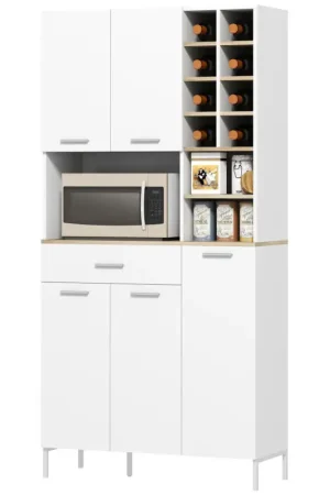 Nancy's Manzano Keukenkast Vrijstaand - Opbergkast - Voorraadkast - Buffetkast - Wit - ± 90 x 35 x 185 cm Express Levering