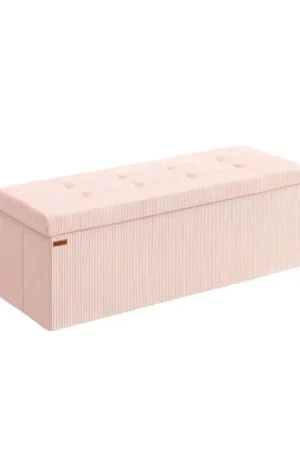 Nancy's Mercatale Opbergbank - Bankje met opbergruimte - Roze - Corduroy - ± 110 x 40 x 40 cm Aanbieding