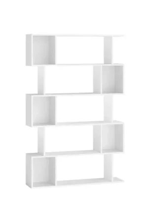 Nancy's Mesero Boekenkast - Opbergkast - Vitrinekast - S-vorm - Wit - ± 90 x 25 x 160 cm Populair