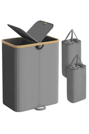 Nancy's Miazzina Wasmand - Wasbox - Wassorteerder - 2 Vakken - Grijs / Beige - 150 Liter Bestseller