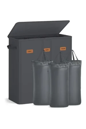 Nancy's Molinella Wasmand - Wasbox - Was sorteerder - 3 vakken - Donkergrijs - 160 Liter Actieprijs