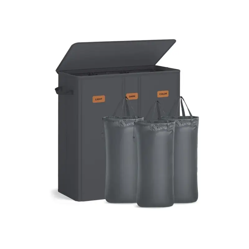 Nancy's Molinella Wasmand - Wasbox - Was sorteerder - 3 vakken - Donkergrijs - 160 Liter Actieprijs
