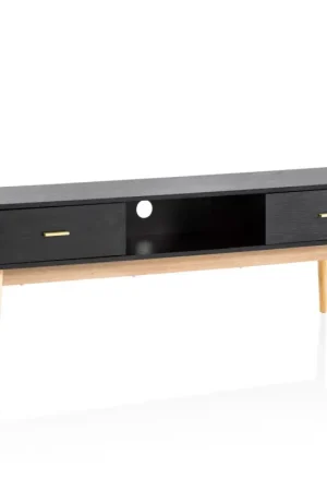 Flitsaanbieding Nancy's Monguelfo TV Kast - TV Meubel - Lowboard - Zwart - Eikenhout - 150 x 40 x 50 cm