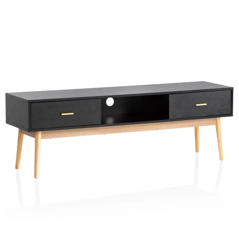 Flitsaanbieding Nancy's Monguelfo TV Kast - TV Meubel - Lowboard - Zwart - Eikenhout - 150 x 40 x 50 cm