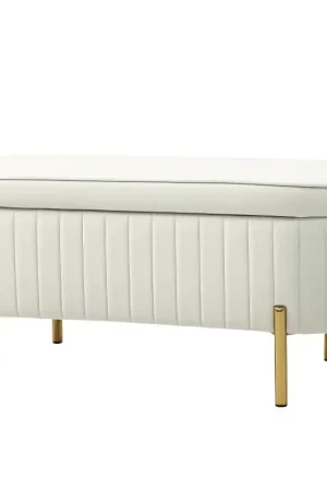 Populair Nancy's Montese Opbergbank - Bankje met Opbergruimte - Crèmewit - Fluweel - ± 110 x 45 x 45 cm