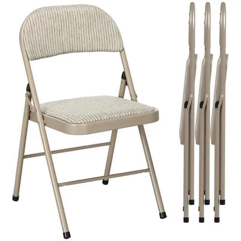 Nancy's Noto Klapstoelen - Set van 4 - Vouwstoel - Beige - Staal / Linnen Nu Kopen