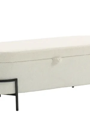 Gereduceerde Prijs Nancy's Novafeltria Opbergbank - Bankje met opbergruimte - Crèmewit - Fleece - ± 115 x 40 x 50 cm