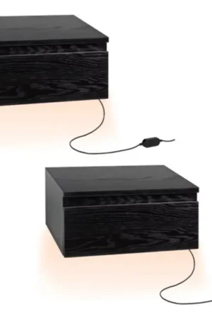 Snelle Levering Casamoda Zwevend Nachtkastje - Set van 2 - Verstelbare LED-Verlichting - Zwart - ± 40 x 35 x 20 cm