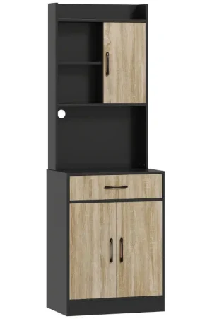 Nancy's Orbetello Keukenkast - Buffetkast - Opbergkast - Hout / Zwart - 60 x 40 x 180 cm Voordeelprijs