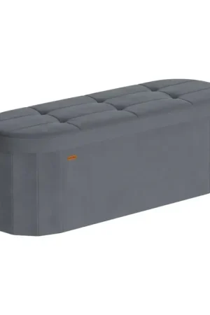 Flitsaanbieding Nancy's Prali Opbergbank - Bankje met opbergruimte - 110 Liter - Grijs - Fluweel - ± 110 x 40 x 40 cm