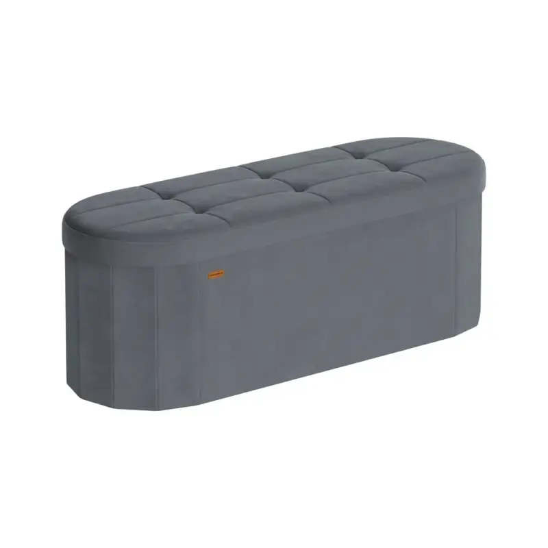 Flitsaanbieding Nancy's Prali Opbergbank - Bankje met opbergruimte - 110 Liter - Grijs - Fluweel - ± 110 x 40 x 40 cm