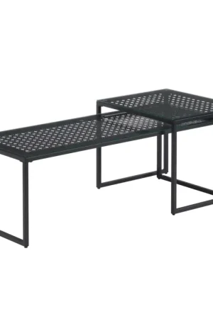 Nancy's Predazzo Salontafel Set - Koffietafels - Bijzettafels - Zwart - Glas / Staal Weekendaanbieding