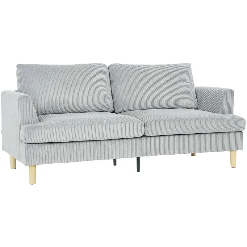 Nancy's Senago 3-Zitsbank - Zitbank - Woonkamerbank - Driezitsbank - Lichtgrijs - Corduroy - ± 190 x 80 x 85 cm Hete Deal
