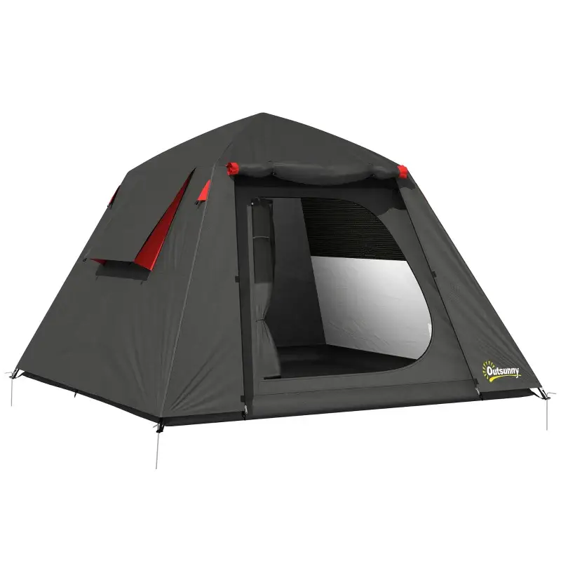Nancy's Soave Kampeertent - Campingtent - 2-Persoons Koepeltent - Grijs / Rood - 210 x 210 x 150 cm Tijdelijk Beschikbaar