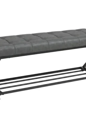 Superprijs Nancy's Sperlonga Schoenenbank - Schoenenrek - Open opbergruimte - Grijs / Zwart - ± 110 x 35 x 45 cm
