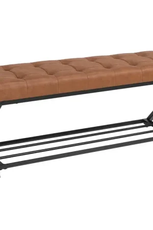 Nancy's Sperlonga Schoenenbank - Schoenenrek - Open opbergruimte - Bruin / Zwart - ± 110 x 35 x 45 cm Nu Kopen