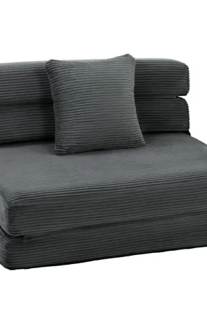Nancy's Squillace Slaapbank - Slaapfauteuil - Vloerstoel - Grijs - Corduroy Fabrieksprijs
