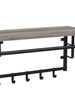 Nancy's Ellensburg WandKapstok - Met 5 Haken - Ophangrail En Opbergrek - Wandkapstok - 66 x 27 x 30 cm (B x H x D) Superprijs