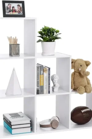 Nancy's Parzins Boekenkast - Vakkenkast - Opbergkast - 6 Vakken - Wit - ± 100 x 30 x 100 cm Express Levering