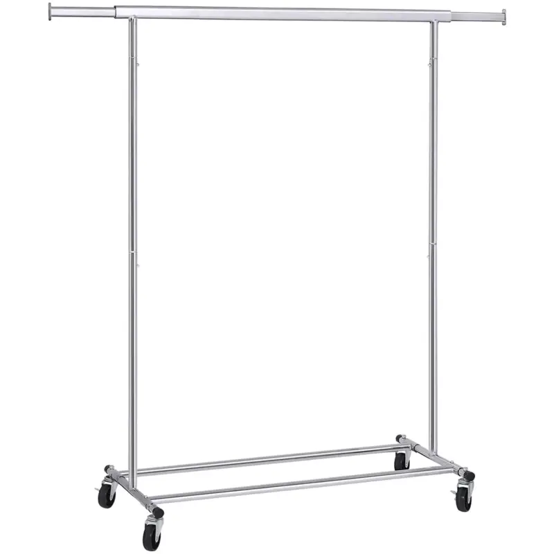 Nancy's Peredo Kledingrek op Wieltjes - Stevig Garderoberek - Zilver - Verstelbaar - 90kg Belastbaar Veilige Betaling