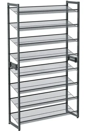 Aanbieding Nancy's Sacavem Schoenenrek - Schoenenkast - Stapelbaar - Voor 40 Paar Schoenen - Grijs - ± 90 x 30 x 165 cm