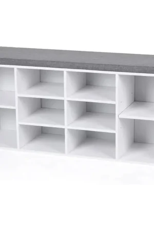 Veilige Betaling Nancy's Unhos Schoenenrek - Schoenenbank - Opbergbank - Wit / Grijs - ± 105 x 30 x 50 cm