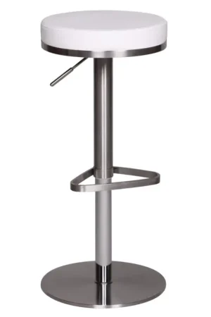 Beste Prijs Nancy's River Mountain Luxe Barkruk - Keukenkruk - In hoogte verstelbaar - Wit / Zilver - Kunstleer / Staal - Ø 36 x