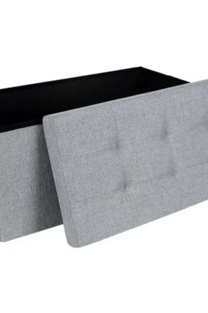 Meest Verkocht Nancy's Grijze Hocker - Linnen Zitbank Met Opslag - Opbergbank 76 x 37,5 x 37,5 CM