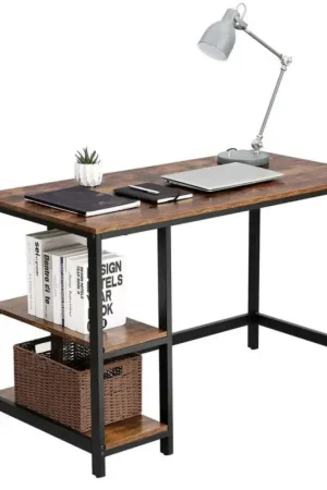 Goedkoop Nancy's Rockefeller Center Bureau - Computertafel - Laptoptafel - Kantoortafel - Bruin / Zwart - 60 x 120 x 75 cm