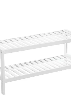 Express Levering Nancy's Charneca Schoenenrek - Rek voor 6 paar schoenen - Wit - Bamboe - ± 70 x 25 x 30 cm