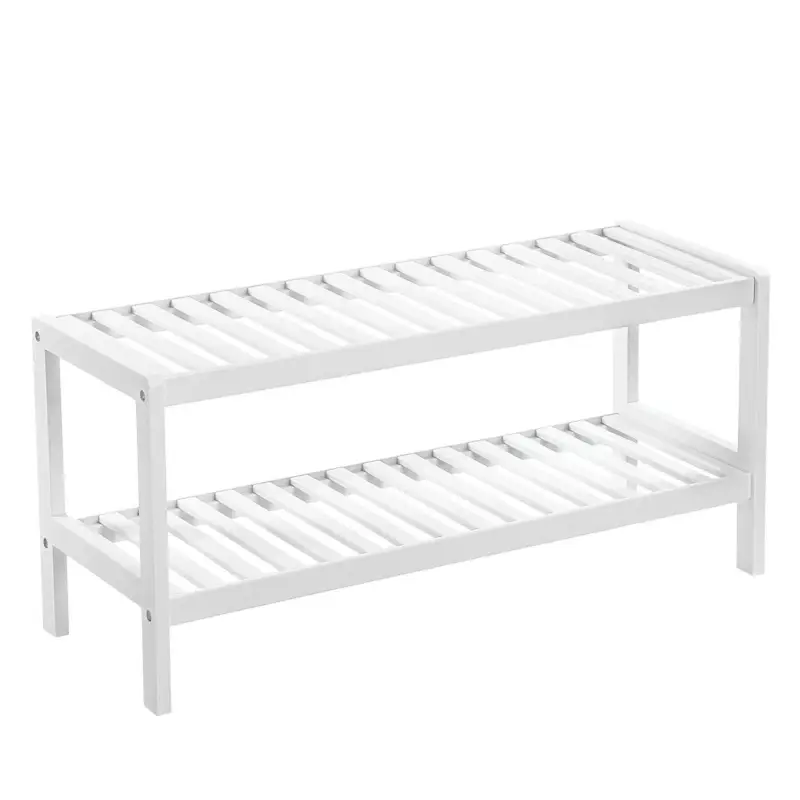 Express Levering Nancy's Charneca Schoenenrek - Rek voor 6 paar schoenen - Wit - Bamboe - ± 70 x 25 x 30 cm