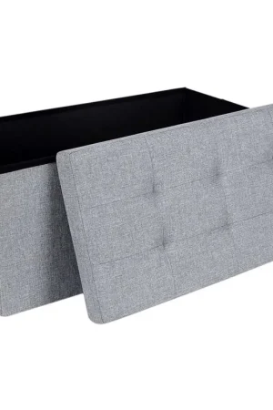 Nancy's Huboe Hocker - Opbergbankje - Zitbankje met opbergruimte - Grijs - ± 75 x 40 x 40 cm Goedkoop