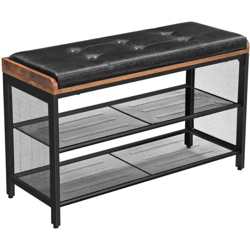 Aanbieding Nancy's Atalaia Schoenenbank - Schoenenrek - Opbergbank - Vintage - Donkerbruin - ± 80 x 30 x 50 cm