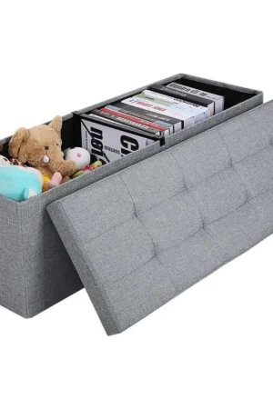 Nancy's Hocker – Poef Met Opbergruimte - Kist - Bank - Opberger - Lichtgrijs - ± 110 x 40 x 40 cm Dagaanbieding