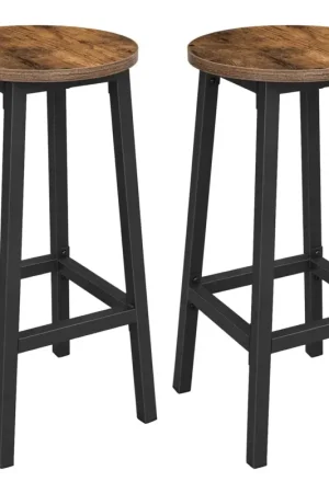 Nu Kopen Nancy's Rondino Barkrukken 2 Stuks - Barstoelen met Voetensteun - Barkruk Industrieel - Industrieel - Stabiel - ± Ø 30 x 65 cm