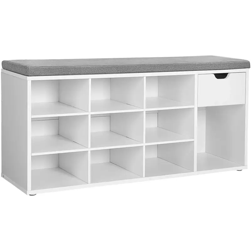 Nancy's Lousa Schoenenbank - Schoenenkast - Schoenenrek - 10 Paar Schoenen - Wit / Grijs - 100 x 30 x 50 cm Betaalbaar