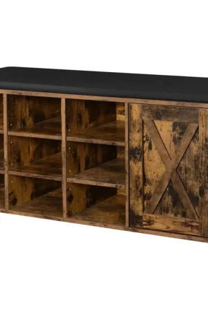 Laatste Versie Nancy's Woodland Schoenenbank - Schoenenrek - Schoenenkast - Vintage Bruin - 110 x 30 x 48 cm