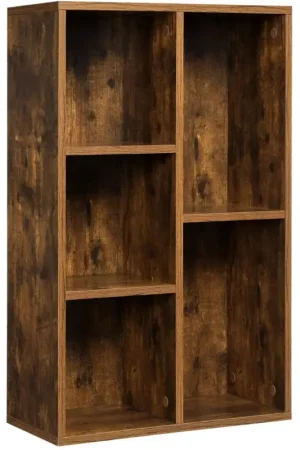 Direct Beschikbaar Nancy's Gardinski Boekenkast - Opbergkast met 5 Vakken - Kasten - Hout - Bruin - ± 50 x 25 x 80 cm