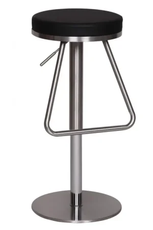Nancy's Fulton Barkruk -Keukenkruk - In hoogte verstelbaar - Zwart / Zilver - Kunstleer / Staal - Ø 36 x 54-79 cm Snelle Levering