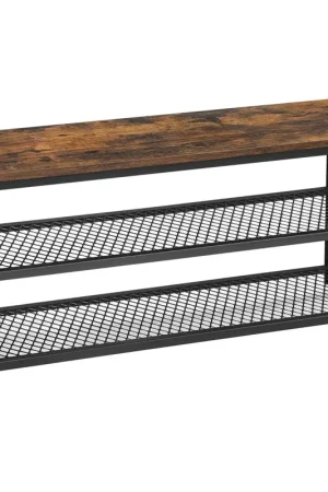 Nancy's Hillsboro Schoenenbank - Schoenenrek -Schoenenkast - Vintage Bruin / Zwart - 100 x 30 x 45 cm Lage Kosten
