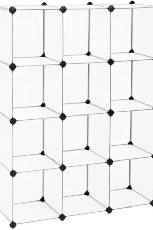 Nancy's Morton Vakkenkast - Opbergkast - Opbergsysteem - Plankensysteem - Verstelbaar - Wit - Transparant - ± 90 x 30 x 120 cm Tijdelijk Beschikbaar
