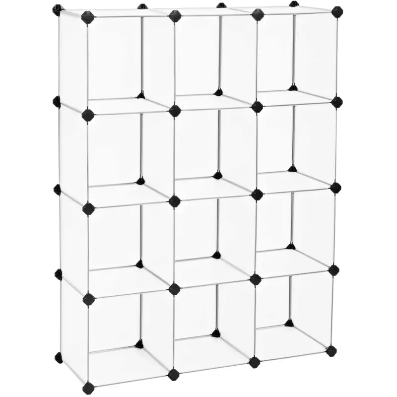 Nancy's Morton Vakkenkast - Opbergkast - Opbergsysteem - Plankensysteem - Verstelbaar - Wit - Transparant - ± 90 x 30 x 120 cm Tijdelijk Beschikbaar