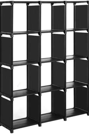 Nancy's Havelock Vakkenkast - Opbergkast - Boekenkast - Opbergrek - Zwart - Kunststof / Staal - 105 x 30 x 140 cm Dagaanbieding