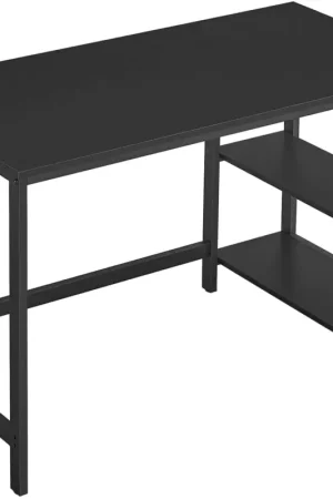 Nancy's Hawtrey Bureau - Computertafel - Kantoortafel - Opbergruimte - Industrieel - Bewerkt Hout - Staal - Zwart - 120 x 60 x 75 cm Laatste Kans