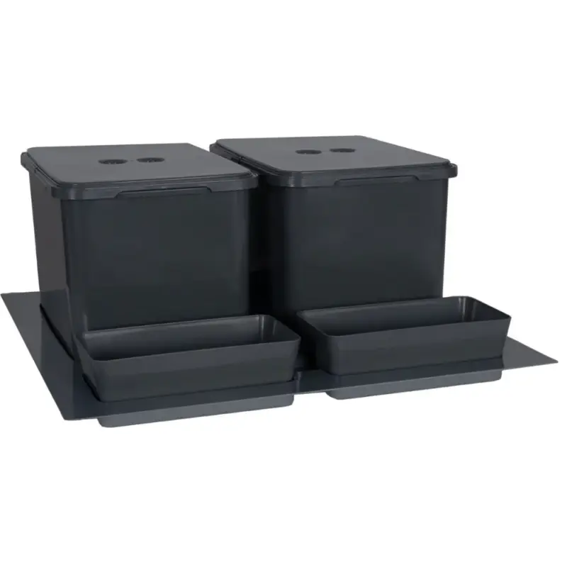 Eleganca Prullenbak lade - Inbouw prullenbak - Inbouw afvalemmer - Inbouw afvalbak - Inbouw vuilnisbak - 2x12 Liter Lage Kosten